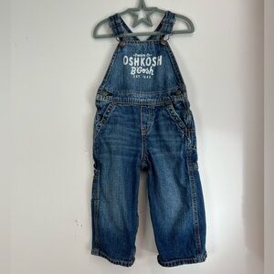 OshKosh B'gosh Blue Denim Overalls Graphic Logo Bib Print 18M Baby